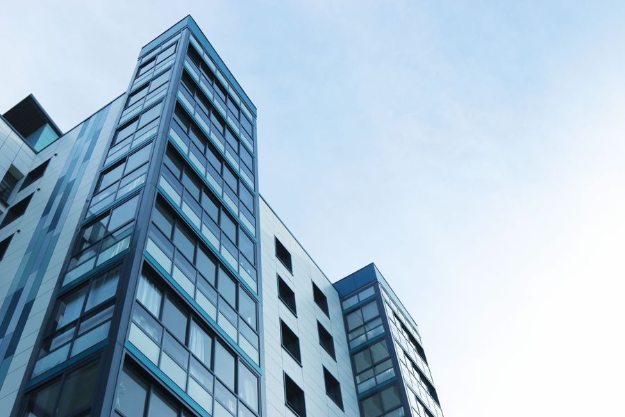 Modern corporate property building for property law transactions